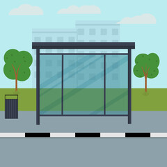 Bus stop. Flat vector illustration.