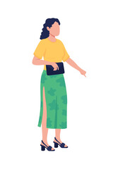 Summer outfit combination flat color vector faceless character. Spring wear. Weekend getaway. Summer clothes for women isolated cartoon illustration for web graphic design and animation