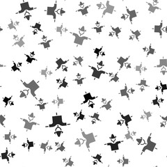 Black Scarecrow icon isolated seamless pattern on white background. Vector