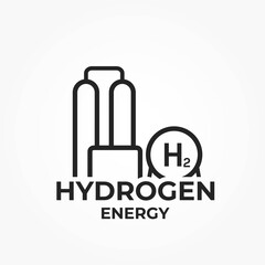 hydrogen energy line icon. eco friendly industry and alternative energy symbol. isolated vector image
