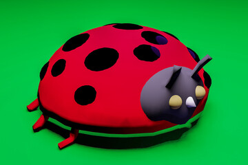 ladybug drawing on green background