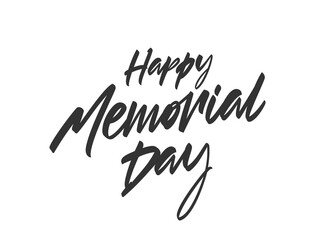 Vector illustration: Handwritten brush Calligraphic lettering of Happy Memorial Day.