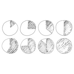 Doodle diagram, bar chart. Hand drawn illustration isolated on white background