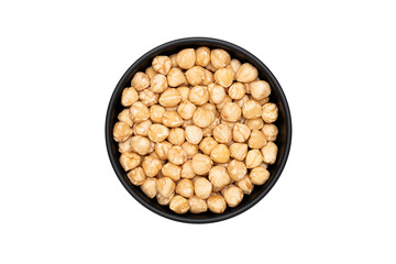 hazelnut beans in the white background isolated with clipping path. Seed dry food set in the bowl food agriculture canned with top view macro natural vegetable and grains healthy uncooked raw.