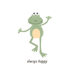 Cute happy Frog - Always happy. Digital illustration for kids