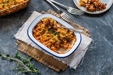 Pork, mushroom and thyme bake