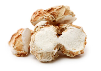 Sand ginger Aromatic ginger, resurrection lily - Kaempferia galanga on white background
