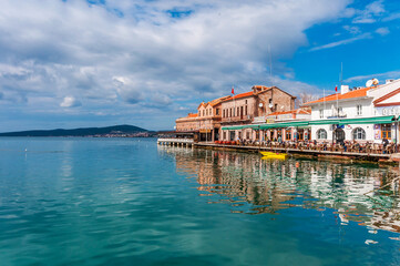 Fototapeta premium Old harbour view in Ayvalik. Ayvalik is populer tourist destination in Turkey.