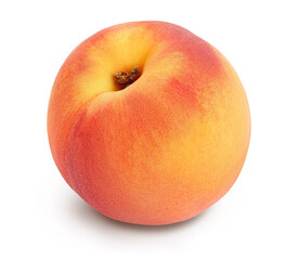 Ripe peach fruit isolated on white background with clipping path and full depth of field