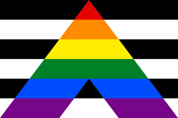 Straight Ally Flag Vector. Official Ally Pride Flag with Correct Proportions and Colours. LGBT Straight Allies Flag. Support Equal Civil Rights, Gender Equality, LGBTQ