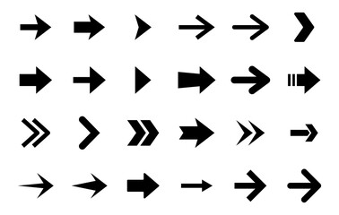 Arrow Vector Set. Arrow Icon Collection. Variety of Different Arrows Symbol for Web UI Design. Flat Style Isolated Arrow Design Elements. 