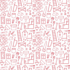 home renovation doodle vector pattern, ideal for banner, wrapping, web