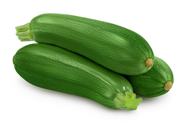 Fresh whole zucchini isolated on white background with clipping path and full depth of field
