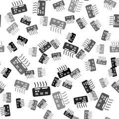 Black Air conditioner icon isolated seamless pattern on white background. Split system air conditioning. Cool and cold climate control system. Vector