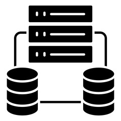 Modern design icon of connected data server racks, data structure

