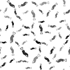 Black Scary horrible zombie finger icon isolated seamless pattern on white background. Happy Halloween party. Vector