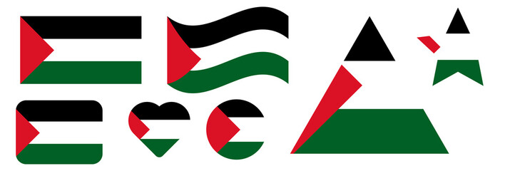 flag of Palestine. Palestine flag set design. vector illustration.