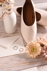 パンプスとブーケとメッセージ