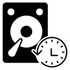 Hard drive with reload clock showcasing data backup icon