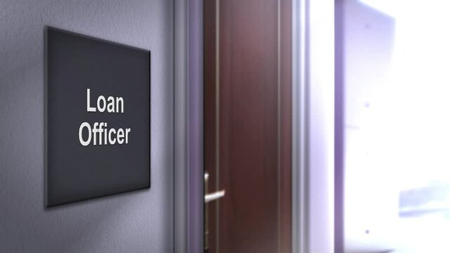 Office Entry Sign Series in a corporate modern hallway for business - Loan Officer
