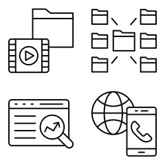 Pack of Data Technology Linear Icons 