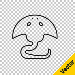 Black line Stingray icon isolated on transparent background. Vector