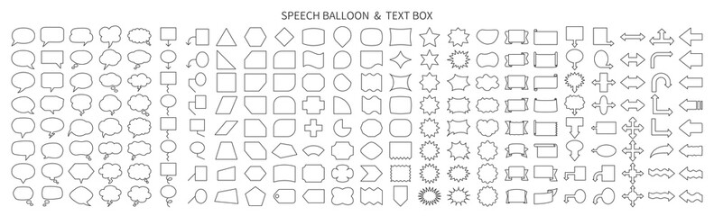 Speech bubble and text box sets of various shapes - obrazy, fototapety, plakaty