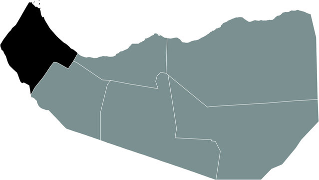 Black highlighted location map of the Somalilander Awdal region inside gray map of the Republic of Somaliland