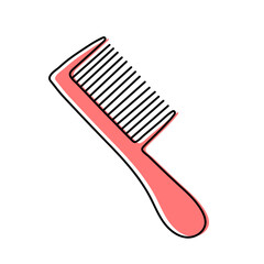 Comb. Hairdressing equipment line sketch. Professional hair dresser tool. Hand drawn doodle icon. Vector illustration. Barber symbol