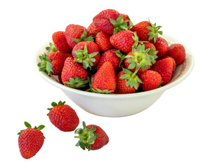 Strawberry in bowl isolated on white background