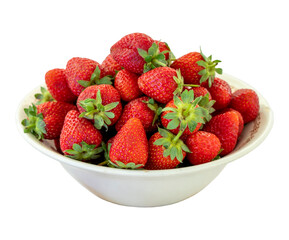 Strawberry in bowl isolated on white background