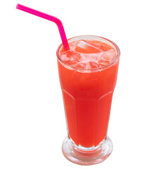 Cold strawberry drink isolated on white background