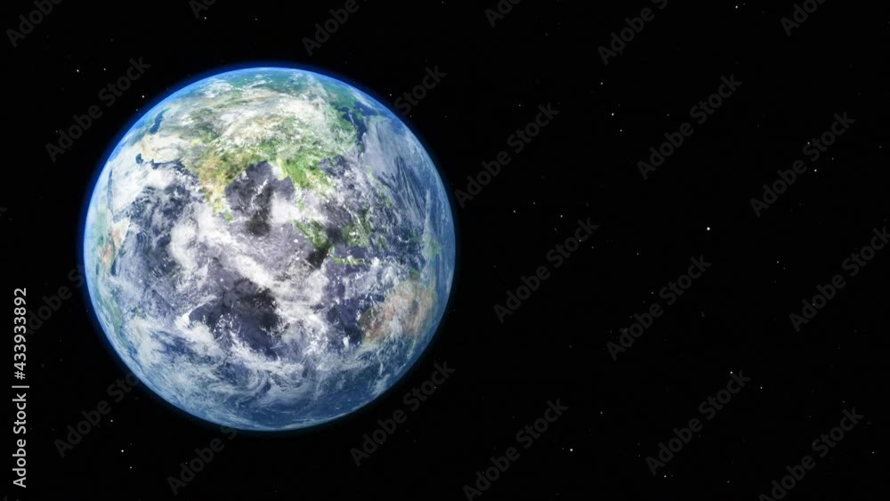 Wall mural sunrise and and cloudy rotate on the earth in space with star in universe. world realistic atmospher