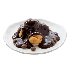 Profiterole on plate isolated on white background