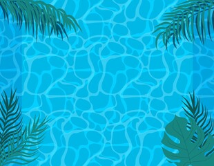 Fototapeta na wymiar Swimming pool pattern. Vector swimming pool illustration. Summer time blue texture. Sea wave water reflaction. Bright clear sea transparent water.