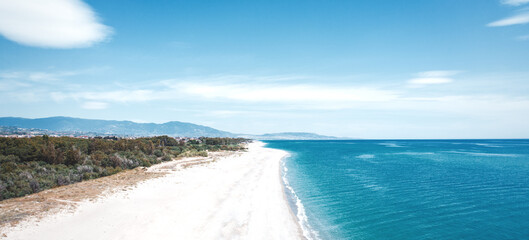 Aerial view of white sand beach. Locri Calabria 