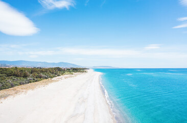 Fototapeta na wymiar Aerial view of white sand beach. Locri Calabria 