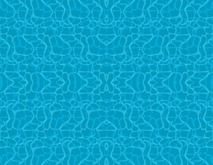 Swimming pool seamless pattern. Vector swimming pool illustration. Summer time blue texture. Sea wave water reflaction. Bright clear sea transparent water.
