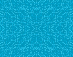 Swimming pool seamless pattern. Vector swimming pool illustration. Summer time blue texture. Sea wave water reflaction. Bright clear sea transparent water.