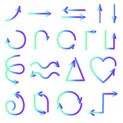 Set of arrow icons, multi shaped collection, flat isolated on white vector background