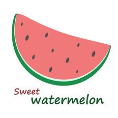 A slice of sweet watermelon. Vector illustration.