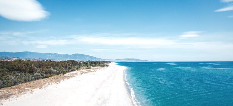 Aerial view of white sand beach. Locri Calabria 