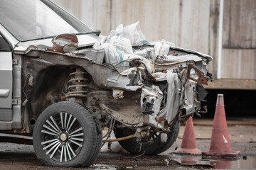 Fototapeta premium Broken car after an accident
