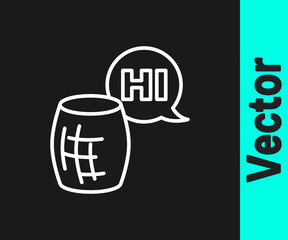 White line Voice assistant icon isolated on black background. Voice control user interface smart speaker. Vector