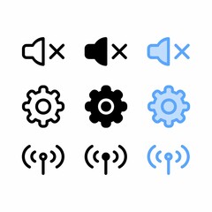 silent icon with three style for website and user interface