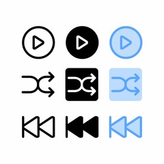 play button icon with three style for website and user interface