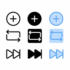 add button icon with three style for website and user interface