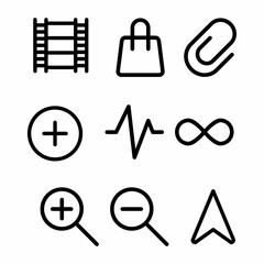 basic icon set with outline style for poster