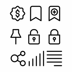 basic icon set with outline style for social media