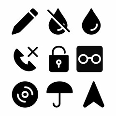 essential icon set with glyph style for social media